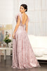 Feather-Shoulder Embellished A-line Dress Open V-back GLGL3046