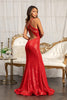 Sequin Embellished Embroidered Mermaid Dress Cut-out Back and Slit GLGL3050