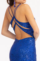 Sequin Embellished Embroidered Mermaid Dress Cut-out Back and Slit GLGL3050-PROM-smcfashion.com