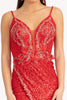 Sequin Embellished Illusion V-neck Mermaid Dress Open V-back GLGL3053