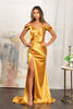 Sweetheart Satin Mermaid Dress Pleated Waist and Slit GLGL3060