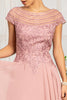 Beads Embellished Chiffon A-line Dress Cap Sleeves GLGL3065