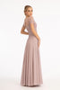 Embroidered Chiffon A-line Dress Short Sleeves and Waistband GLGL3067