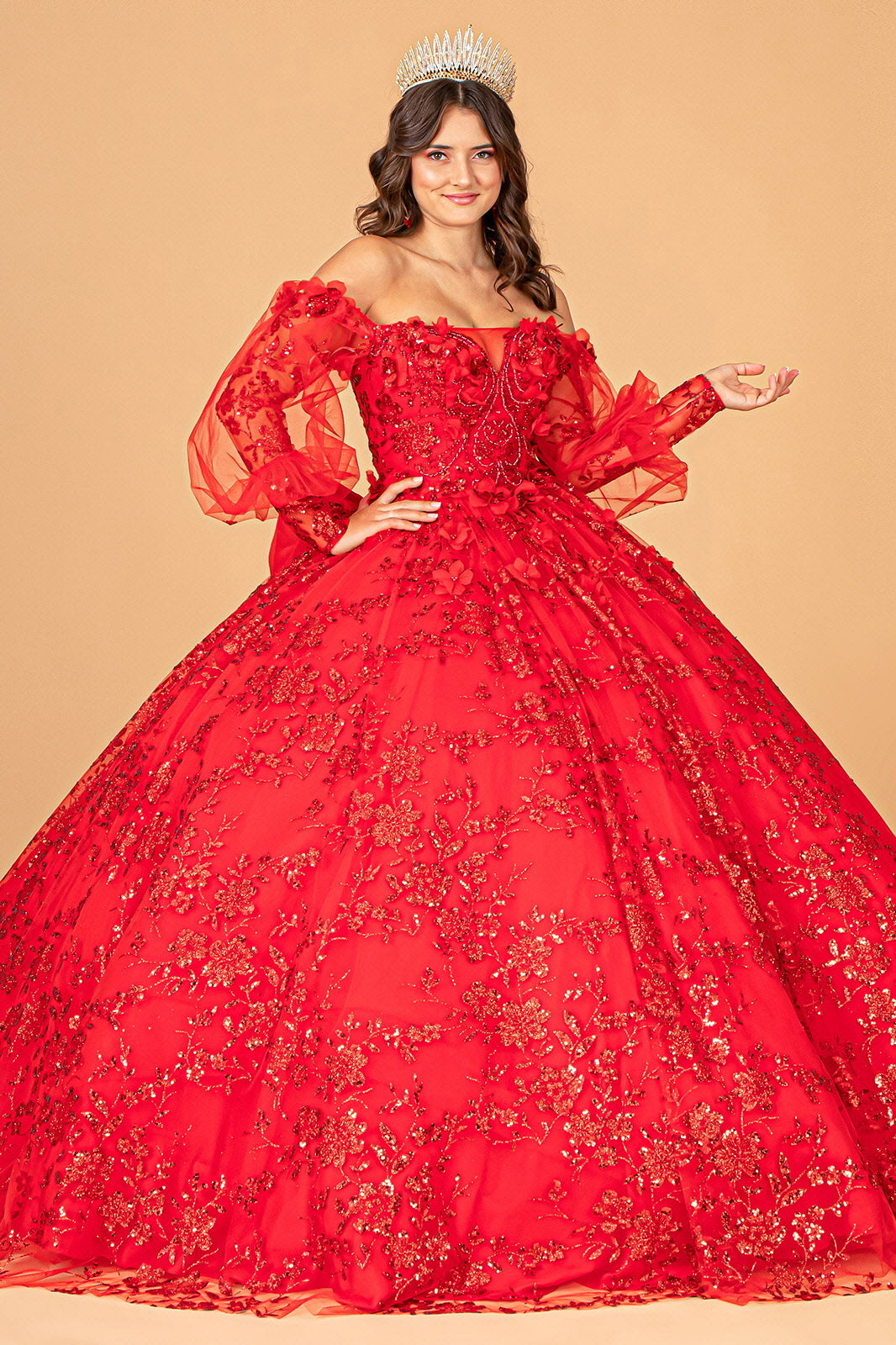 Red quinceanera dresses long sleeve shop