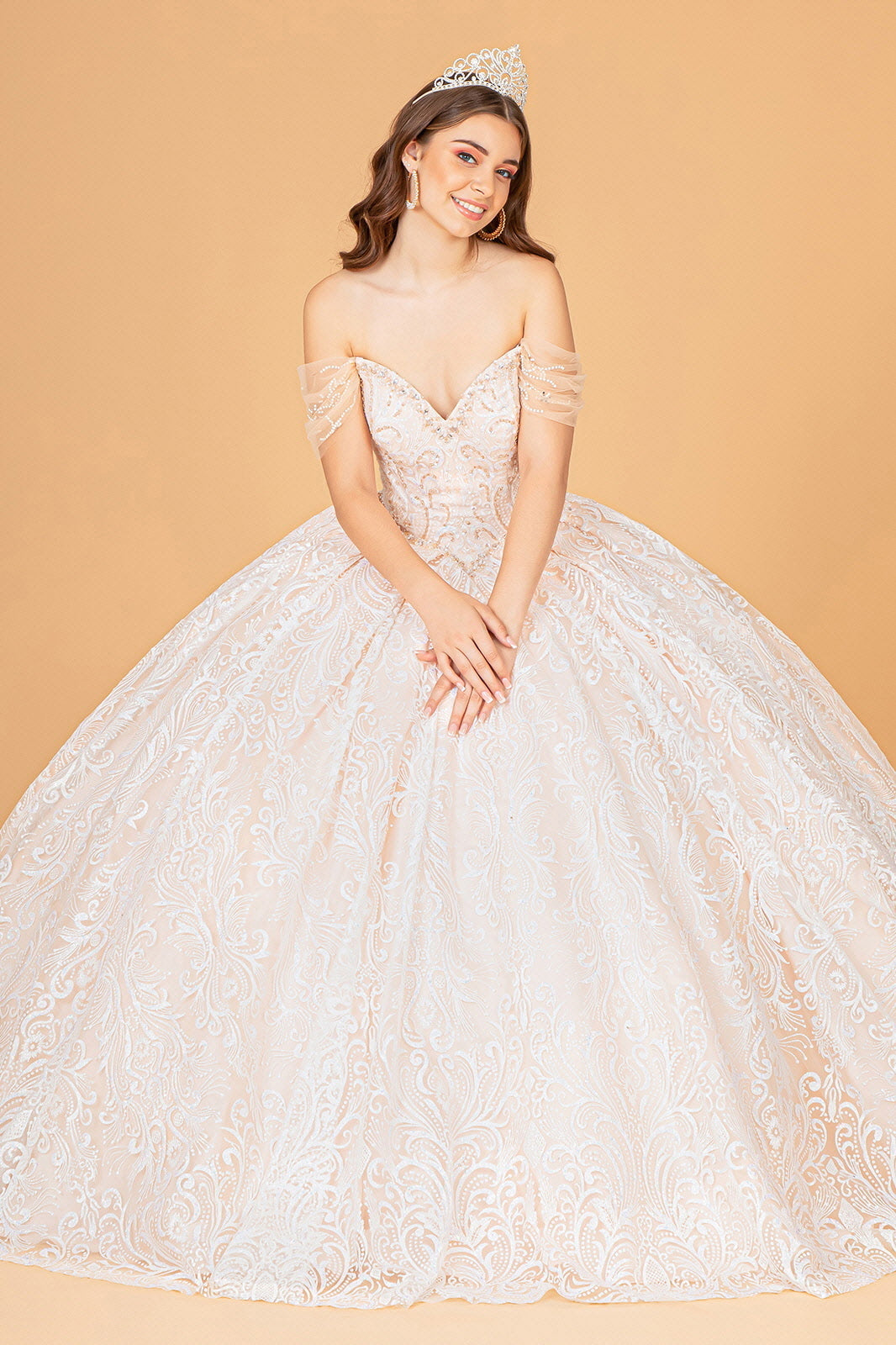 Jewel Mesh w/ Mini Bag and Separate Long Sleeves Quinceanera Dress GLG smcfashion.com Jewel Mesh w/ Mini Bag and Separate Long Sleeves Quinceanera Dress GLG smcfashion.com