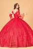 Jewel Mesh Quinceanera Dress Mini Bag and Separate Long Sleeves GLGL3073