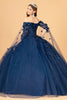 Off Shoulder Mesh Quinceanera Gown Shoulder Side Mesh Drapes GLGL3075