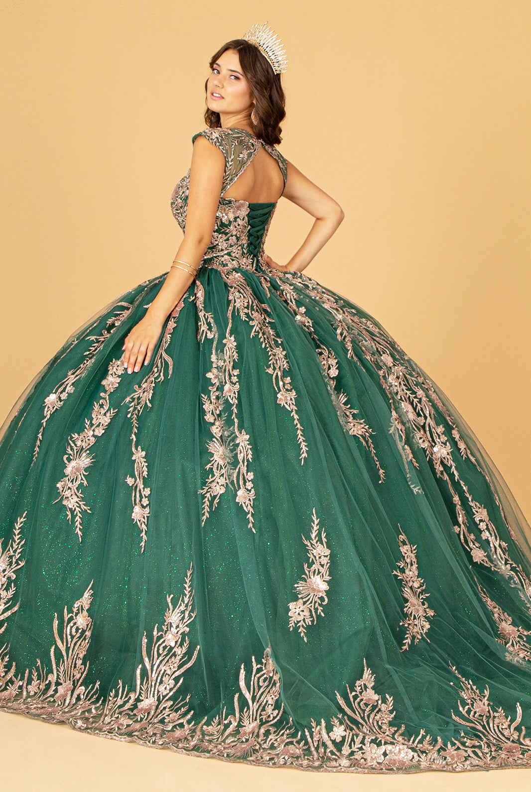 Sequin Glitter Embellished Quinceanera Dress Corset Back GLGL3076-QUINCEANERA-smcfashion.com