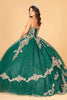 Glitter Jewel Embellished Quinceanera Gown Long Mesh Cape GLGL3078