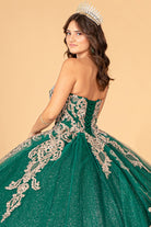 Glitter Jewel Embellished Quinceanera Gown Long Mesh Cape GLGL3078-QUINCEANERA-smcfashion.com