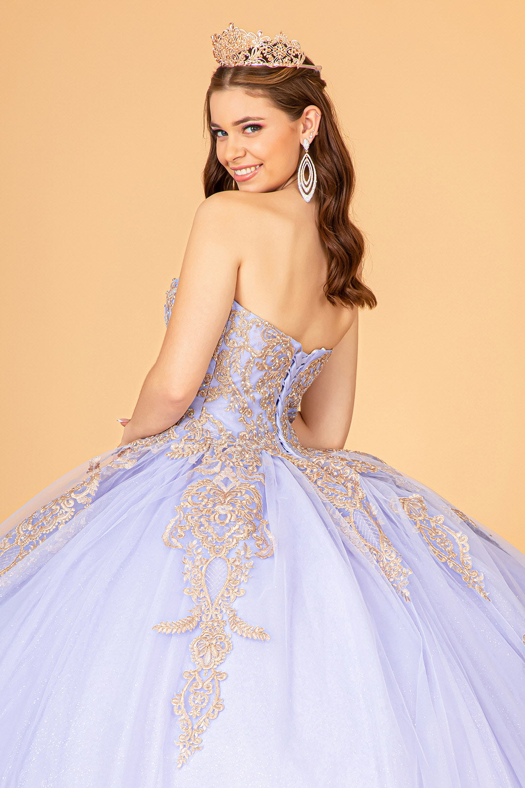 Glitter Jewel Embellished Quinceanera Gown Long Mesh Cape GLGL3078-QUINCEANERA-smcfashion.com