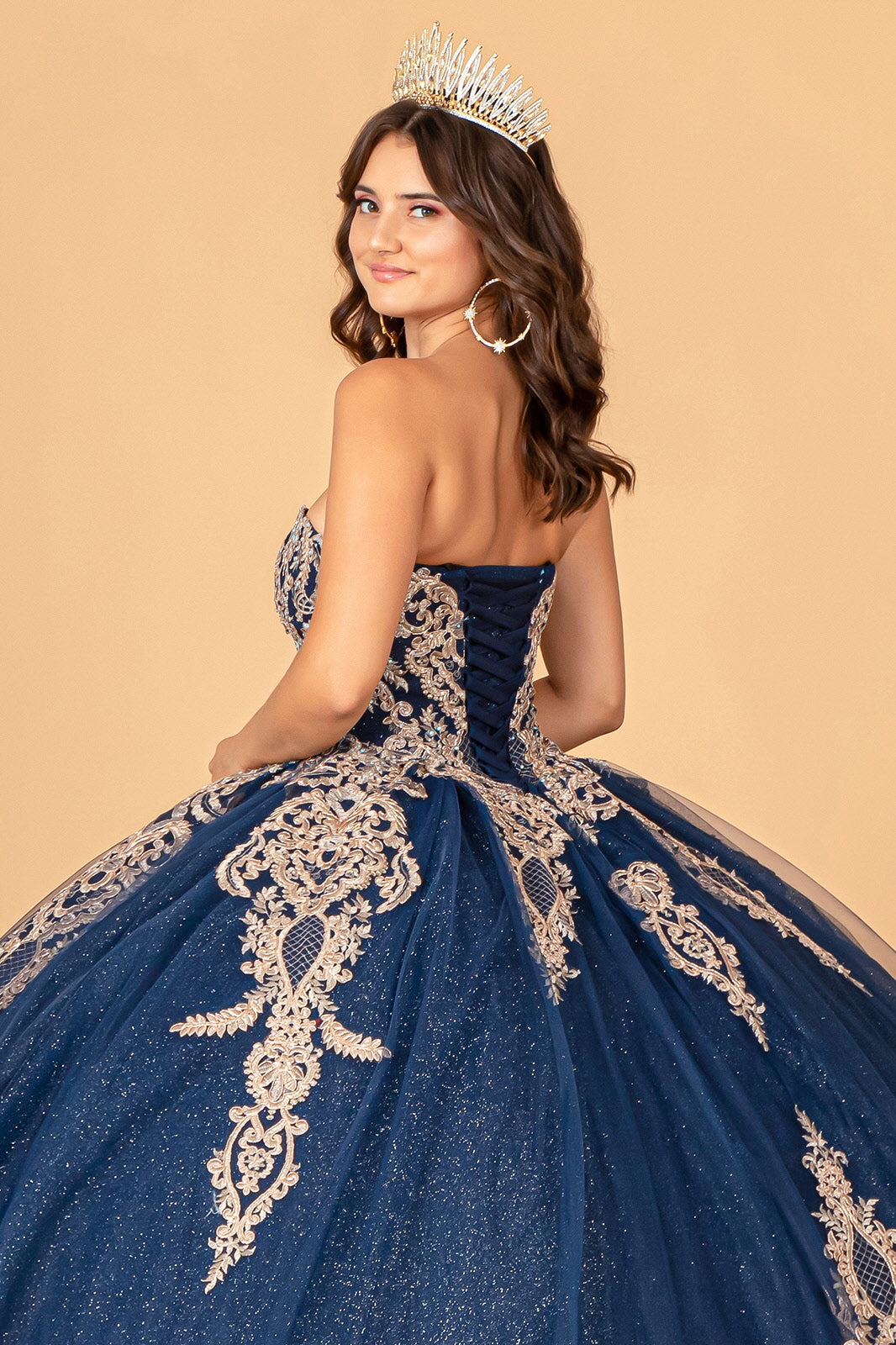 商品画像：GL3168 | Glitter Off Shoulder Mesh Quinceanera Gown | GLS 2