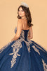 Glitter Jewel Embellished Quinceanera Gown Long Mesh Cape GLGL3078