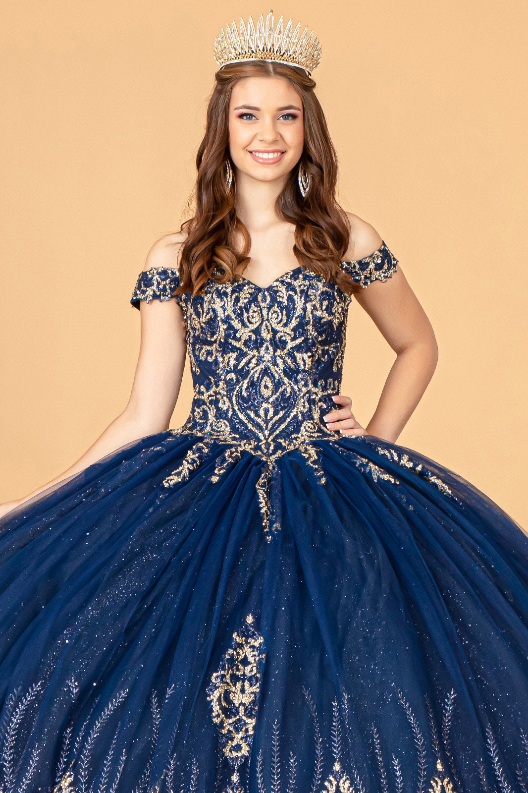 Glitter Mesh Quinceanera Dress Sequin and Beads GLGL3079-QUINCEANERA-smcfashion.com