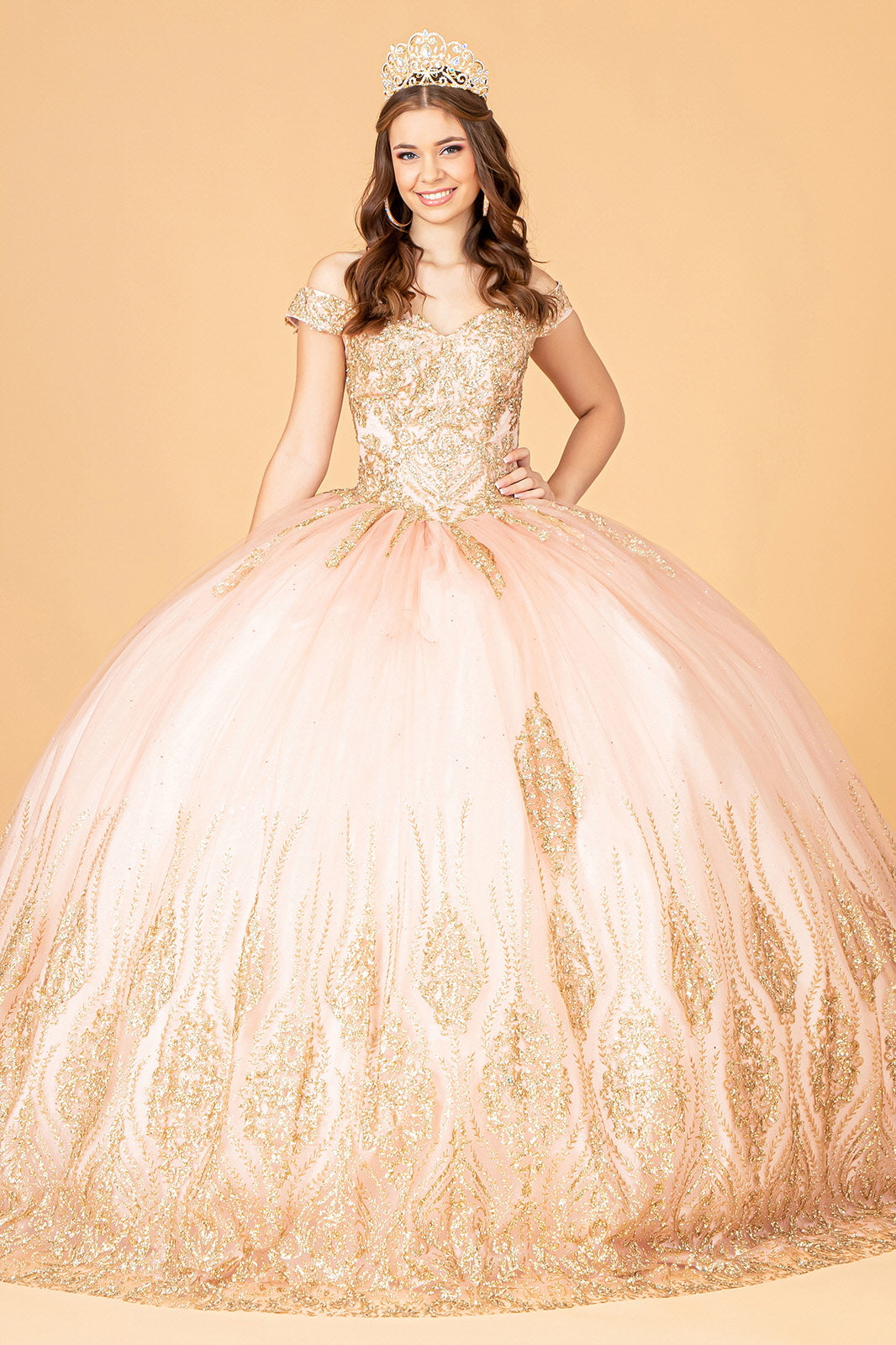 Glitter Mesh Quinceanera Dress Sequin and Beads GLGL3079-QUINCEANERA-smcfashion.com