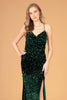 Halter Neck Velvet Sequin Long Dress Ruched Bodice GLGL3080