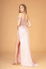 Straight Across Neckline Mermaid Long Dress Sheer Bodice GLGL3082