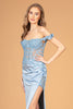 Straight Across Neckline Mermaid Long Dress Sheer Bodice GLGL3082