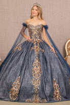 Feather Sequin Quinceanera Gown Detachable Side Mesh Layer GLGL3107-QUINCEANERA-smcfashion.com
