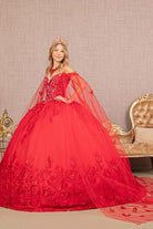 3D Butterfly Applique Glitter Quinceanera Gown Long Mesh Layer GLGL3110-QUINCEANERA-smcfashion.com