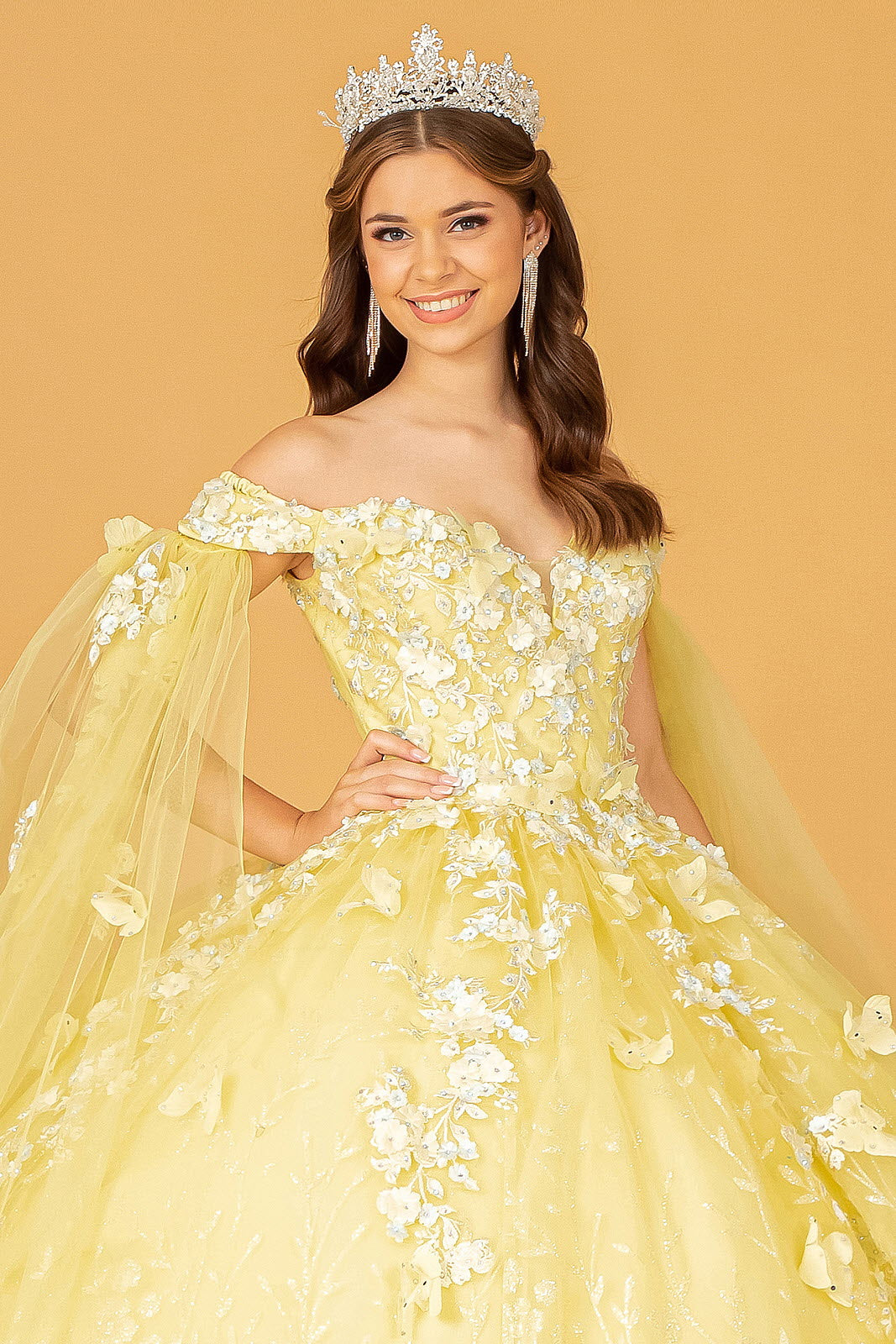 Embroidery Glitter Quinceanera Gown Long Mesh Layer GLGL3111-QUINCEANERA-smcfashion.com