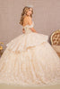 Jewel 3D Butterfly Applique Off Shoulder Mesh Quinceanera Gown GLGL3112