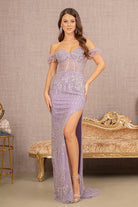 Bead Sheer Bodice Mesh Mermaid Dress Wide Side Slit GLGL3114-PROM-smcfashion.com