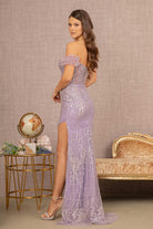 Bead Sheer Bodice Mesh Mermaid Dress Wide Side Slit GLGL3114-PROM-smcfashion.com