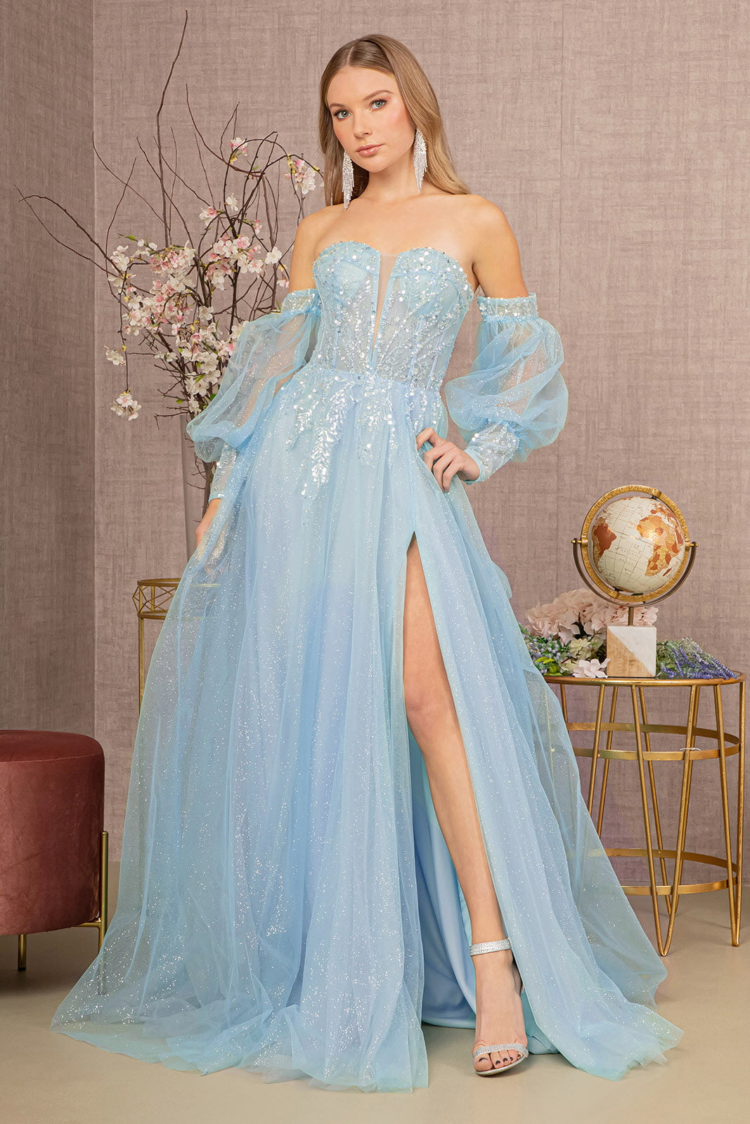 Sequin Glitter Sheer Bodice Illusion Sweetheart A-line Mesh Long Prom smcfashion.com Sequin Glitter Sheer Bodice Illusion Sweetheart A-line Mesh Long Prom smcfashion.com