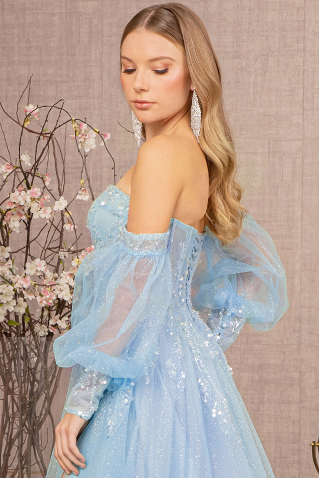 dazzling corset style sheer illusion strapless sweetheart velvet sequin  dress