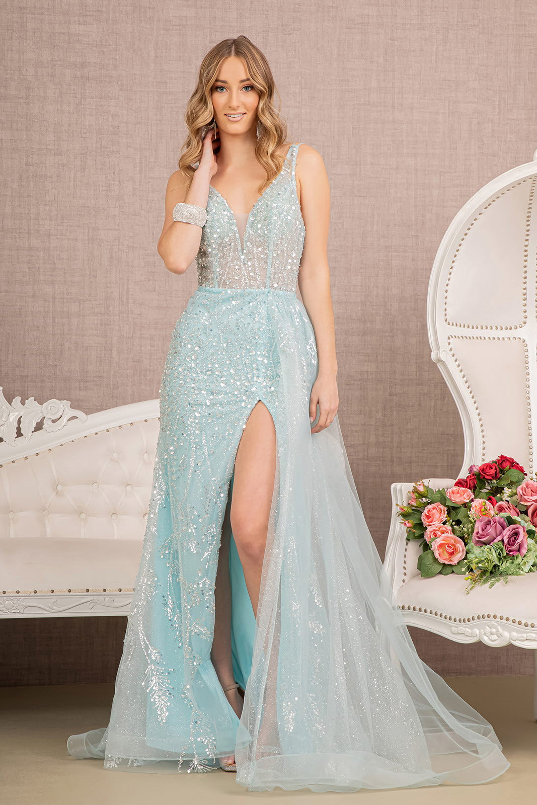 V Neck Unlined Lace Bodice Mermaid Prom Dress Sparkly Prom Gown ARD269 –  SheerGirl