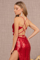 Sequin Embroidery Cut-out Back Mermaid Dress Side Slit GLGL3146-PROM-smcfashion.com