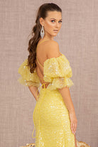 Jewel Sweetheart Mesh Mermaid Dress Detachable Short Puff Sleeves GLGL3155-PROM-smcfashion.com