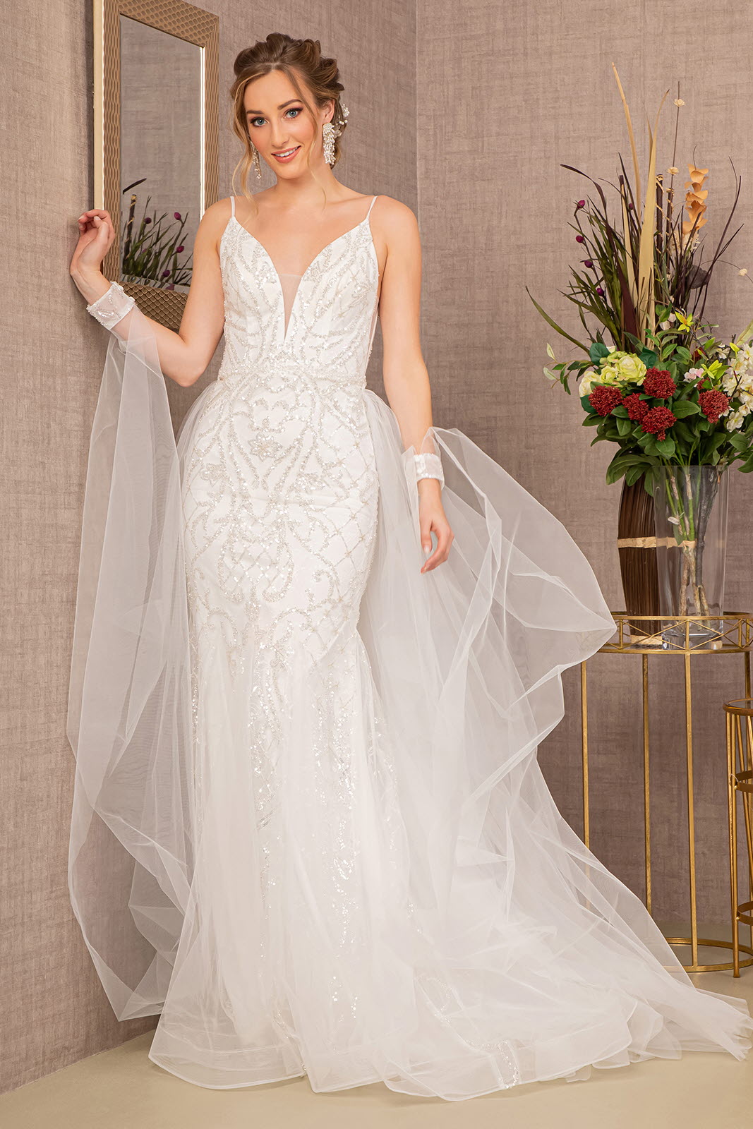Tulle Mermaid Sweetheart Lace Appliques Wedding Dress PW350 | Promnova