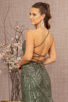 Asymmetric Glitter Mesh Mermaid Dress Mesh Layered Tail GLGL3161-PROM-smcfashion.com