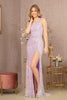 Sequin Asymmetric Cut-out Back Mermaid Dress Feather Strap GLGL3165