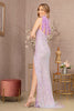 Sequin Asymmetric Cut-out Back Mermaid Dress Feather Strap GLGL3165