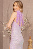 Sequin Asymmetric Cut-out Back Mermaid Dress Feather Strap GLGL3165