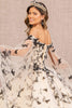 3-D Butterfly Applique Quinceanera Gown Detachable Side Mesh Layer GLGL3167