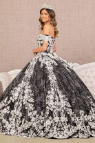Floral Pattern Glitter Quinceanera Gown Long Mesh Cape GLGL3168-QUINCEANERA-smcfashion.com