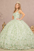 Jewel Embroidery 3D Flower Mesh Ball Gown Corset Back GLGL3173-QUINCEANERA-smcfashion.com