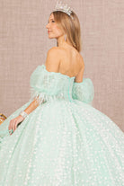 Jewel Strapless Quinceanera Gown Detachable Short Puff Sleeves GLGL3176-QUINCEANERA-smcfashion.com