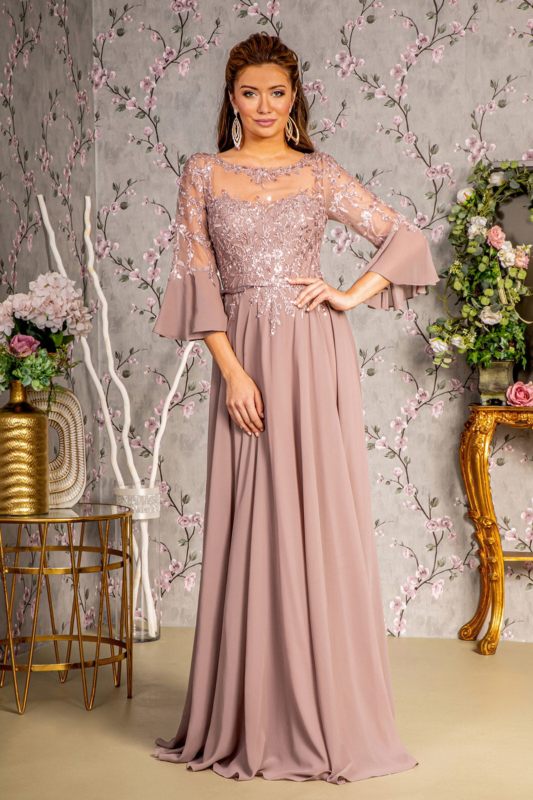 Embroidery Chiffon Mother Of The Bride Dresses Floral Embroidery