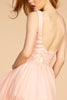 Jewel Embellished-Waist Illusion Deep V-Neck Chiffon Short Dress GLGS1617