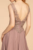 Embroidered Applique Bodice V-Neck Chiffon Short Dress GLGS1622