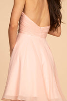 Ruched Strapless Sweetheart Chiffon Short Dress GLGS1637-HOMECOMING-smcfashion.com