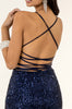 Ruched Side Sweethearted Sequin Bodycon Dress Criss-Cross Corset - Mask Not Included GLGS1909