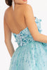 3D Floral Applique Embellished Glitter Mesh Sweetheart Short Dress GLGS1995