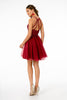 Jewel Embellished Embroidery Tulle Short Dress Strap Back GLGS2809