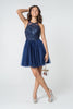 Jewel Embellished Embroidery Tulle Short Dress Strap Back GLGS2809
